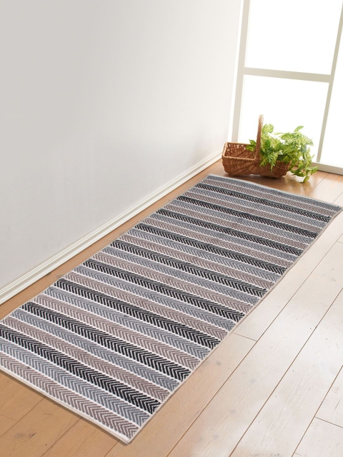 Saral Home Grey & Black Striped Yoga Mat
