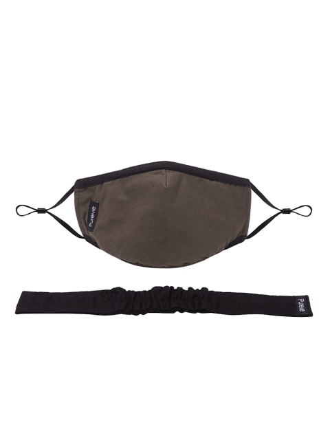 PureMe Air Masks Unisex Olive Green Solid 5-Ply Reusable Cloth Mask
