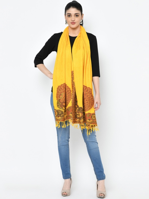 WEAVERS VILLA Women Yellow & Orange Woven Design Stole