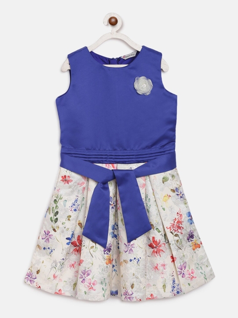 Butterfly Blush Girls Blue Printed Fit and Flare Dress