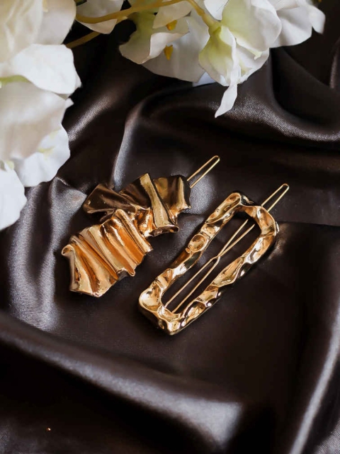 Bellofox Set Of 2 Gold-Toned Crinkled Bobby Pins