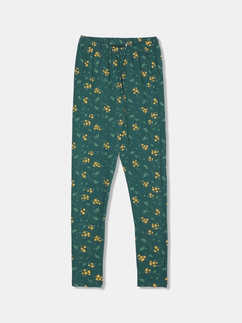 Cherokee Girls Green & Yellow Printed Ankle-Length Leggings