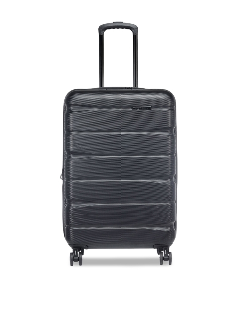 Teakwood Leathers Unisex Black Textured Hard-Sided Cabin Trolley Suitcase