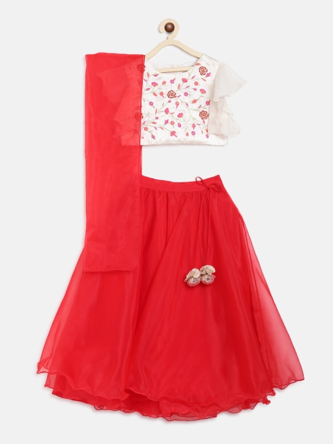 Nauti Nati Girls Red & White Embroidered Ready to Wear Lehenga & Blouse with Dupatta
Nauti Nati Girls Red & White Embroidered Ready to Wear Lehenga & Blouse with Dupatta