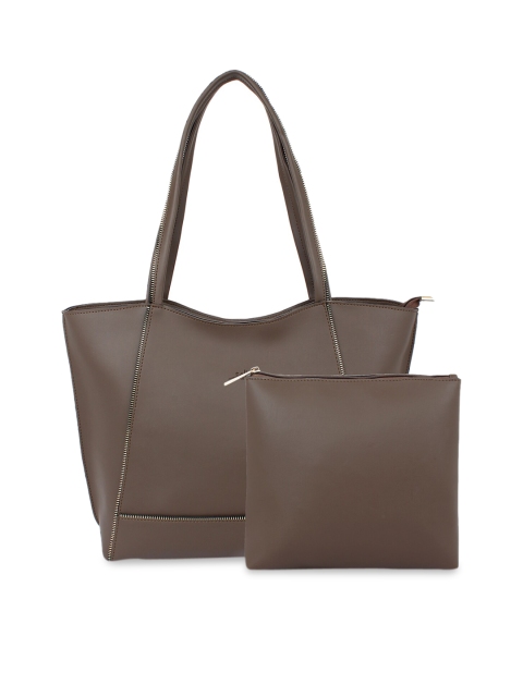 yelloe Brown Solid Shoulder Bag & Pouch
