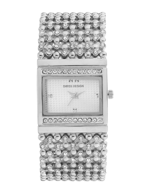 Swiss Design Women Silver-Toned Watch & Bracelet Gift Set SDWGift Set-64