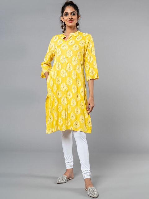 KLM Fashion Mall Women Yellow & White Printed Kurta