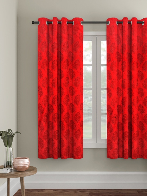 HOSTA HOMES Red Single Window Curtain