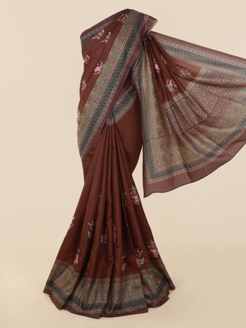 Pothys Brown Printed Jute Cotton Saree