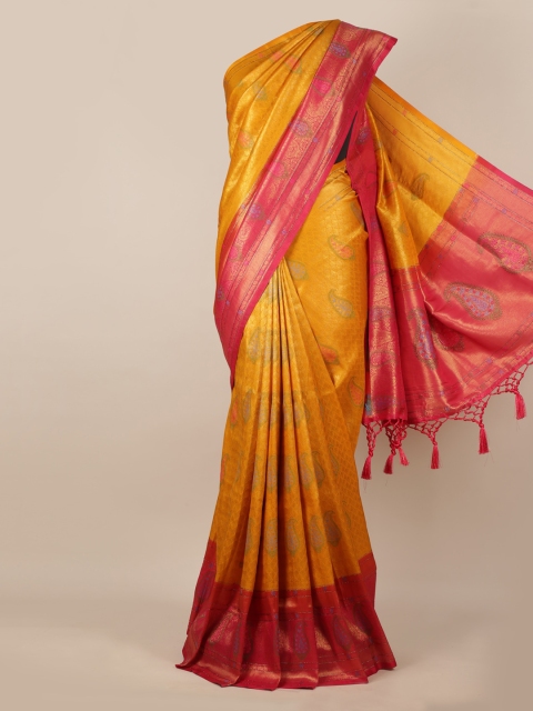 Pothys Mustard Woven Design Jute Silk Saree