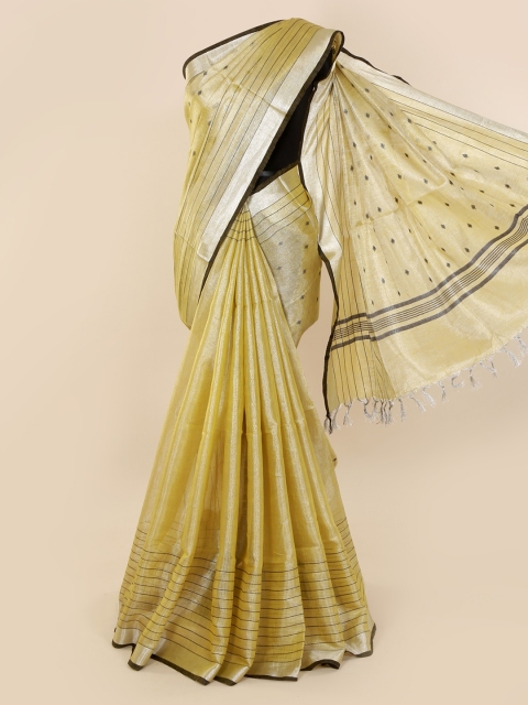 Pothys Green Woven Design Linen Blend Saree
