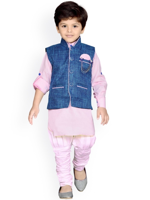 Aj DEZInES Boys Pink Solid Kurta with Trousers