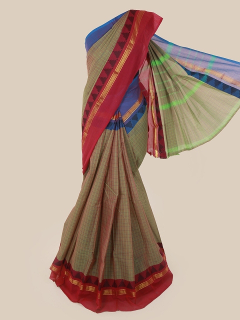 Pothys Green Checked Pure Cotton Saree