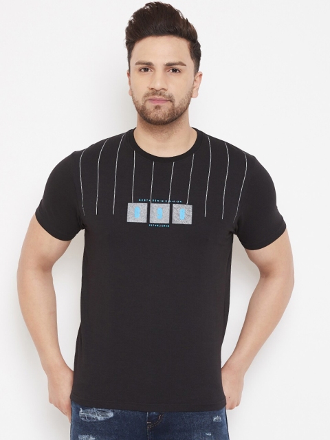 98 Degree North Men Black Printed Round Neck T-shirt