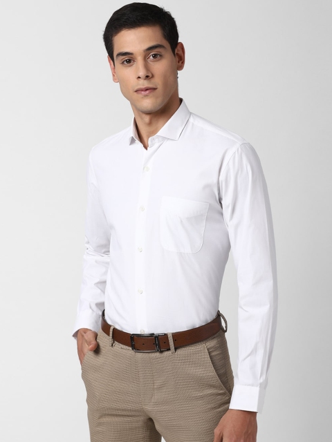 Peter England Men White Slim Fit Solid Casual Shirt