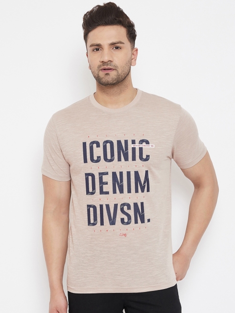 98 Degree North Men Beige Printed Round Neck T-shirt
