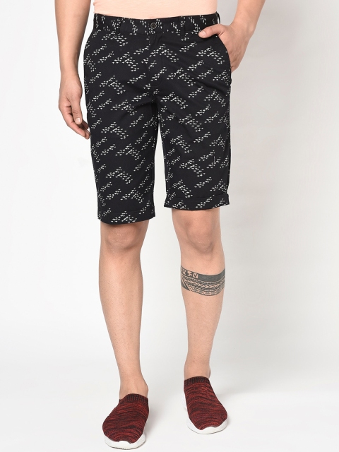 Blackberrys Men Black Printed Slim Fit Regular Shorts
