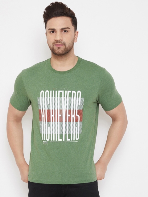 98 Degree North Men Green & White Printed Round Neck T-shirt