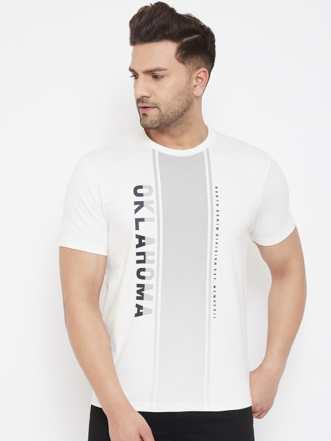 98 Degree North Men White & Black Printed Round Neck T-shirt