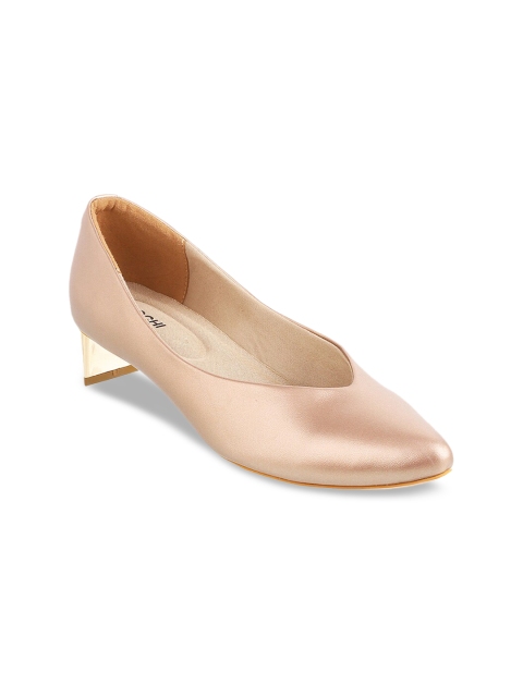 Mochi Women Beige Solid Pumps