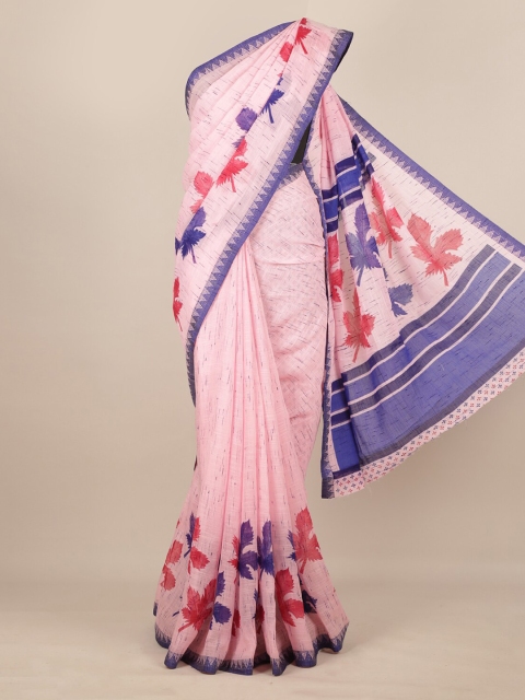 Pothys Rose Printed Linen Blend Saree