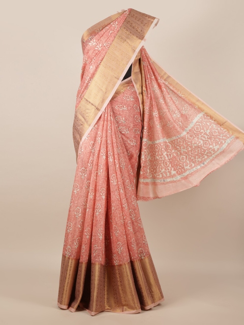 Pothys Pink Printed Jute Silk Saree
