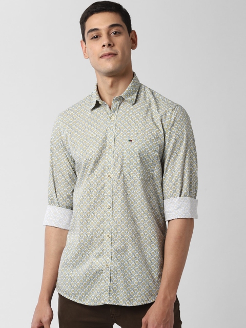Peter England Casuals Men White Slim Fit Printed Casual Shirt