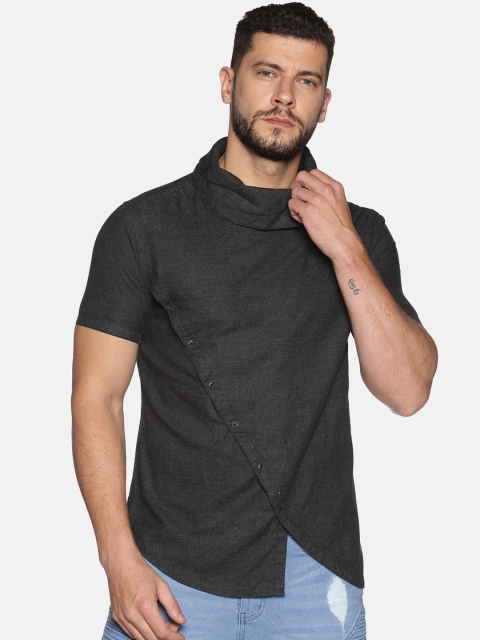 SHOWOFF Men Black Slim Fit Solid Casual Shirt