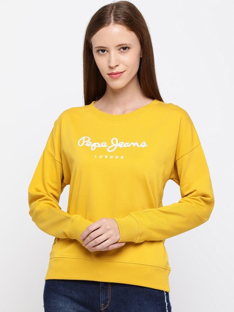 Pepe Jeans Women Yellow Printed Sweatshirt