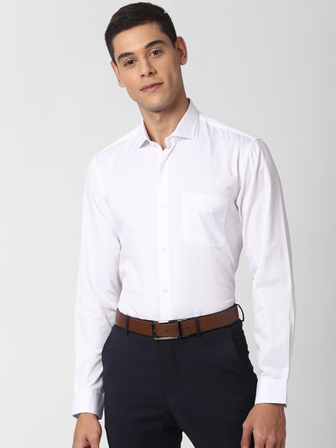Peter England Men White Regular Fit Solid Formal Shirt