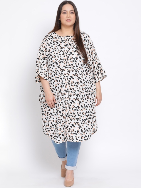 Oxolloxo Women White & Black Printed Tunic