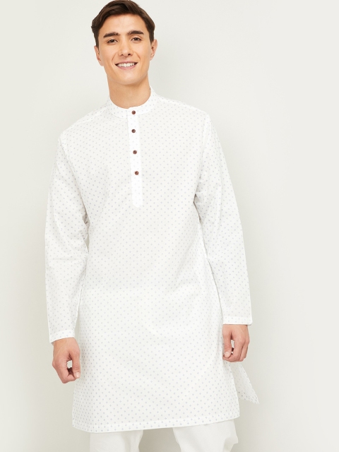 Melange by Lifestyle Men White & Navy Blue Geometric Printed Band Collar Cotton Kurta
Melange by Lifestyle Men White & Navy Blue Geometric Printed Band Collar Cotton Kurta
