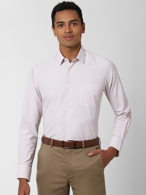 Peter England Men White Regular Fit Striped Casual Shirt