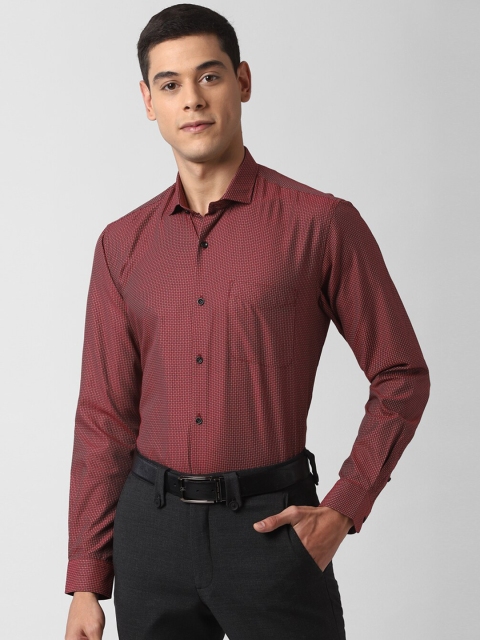 Peter England Men Maroon Regular Fit Self Design Shirt
