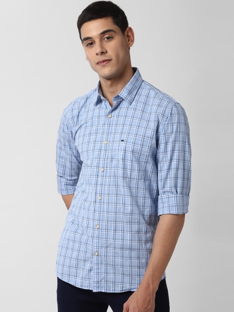 Peter England Casuals Men Blue Slim Fit Checked Casual Shirt
