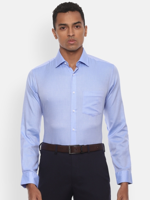 Van Heusen Men Blue Regular Fit Printed Cotton Formal Shirt