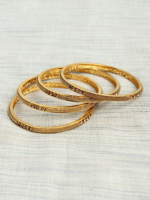 Adwitiya Collection Set Of 4 24CT Gold-Plated & Beige Stone-Studded Handcrafted Bangles
Adwitiya Collection Set Of 4 24CT Gold-Plated & Beige Stone-Studded Handcrafted Bangles