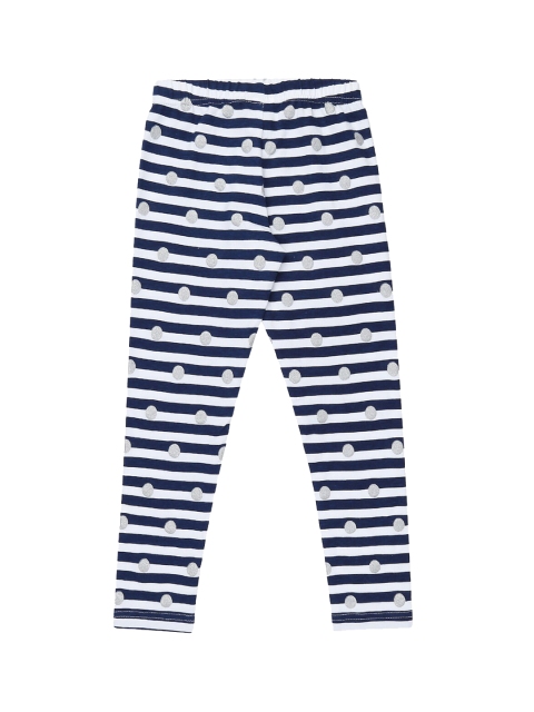 CHALK by Pantaloons Girls Navy Blue & White Striped Ankle-Length Leggings