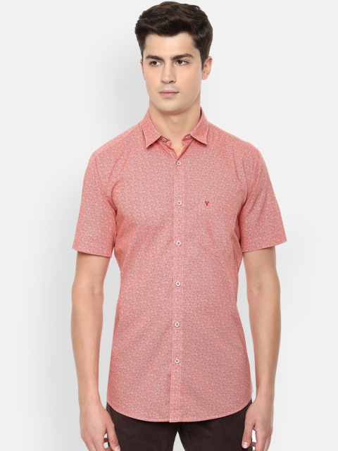 Van Heusen Sport Men Red Slim Fit Printed Cotton Casual Shirt