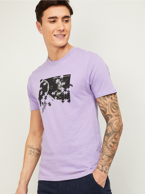 Bossini Men Mauve Printed Round Neck T-shirt