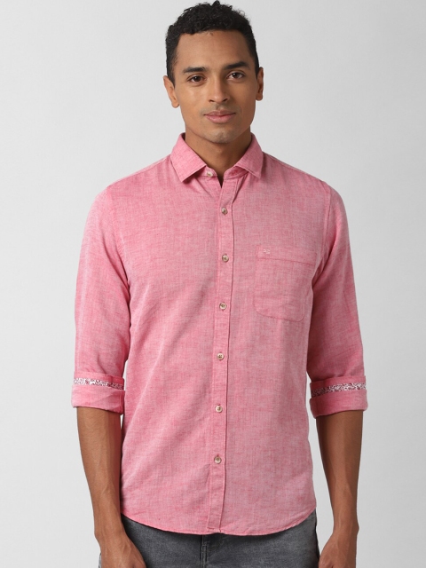 Peter England Casuals Men Pink Slim Fit Solid Casual Shirt