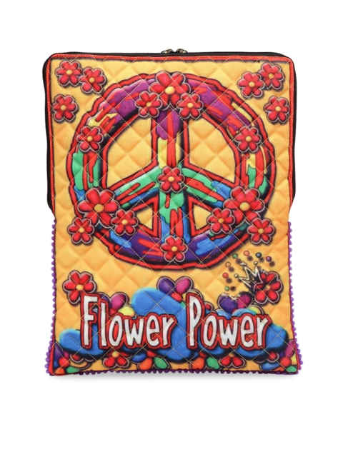 The House of Tara Unisex Yellow & Red Printed Laptop Sleeve