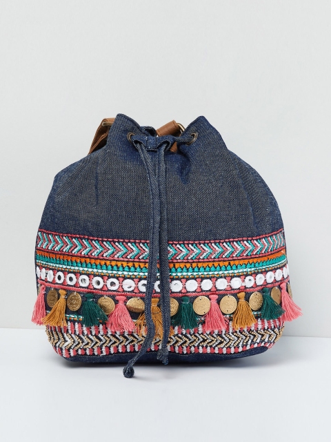 max Blue & Pink Embellished Sling Bag