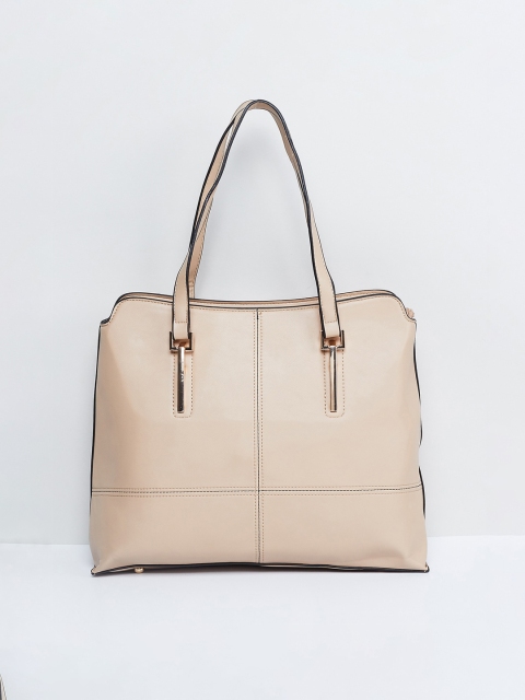max Beige Solid Shoulder Bag