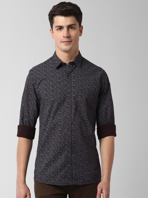Peter England Casuals Men Maroon Slim Fit Printed Casual Shirt