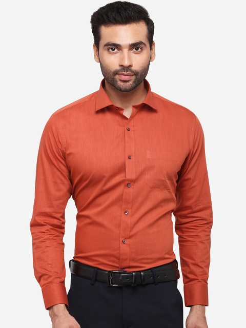 Greenfibre Men Orange Slim Fit Solid Formal Shirt
