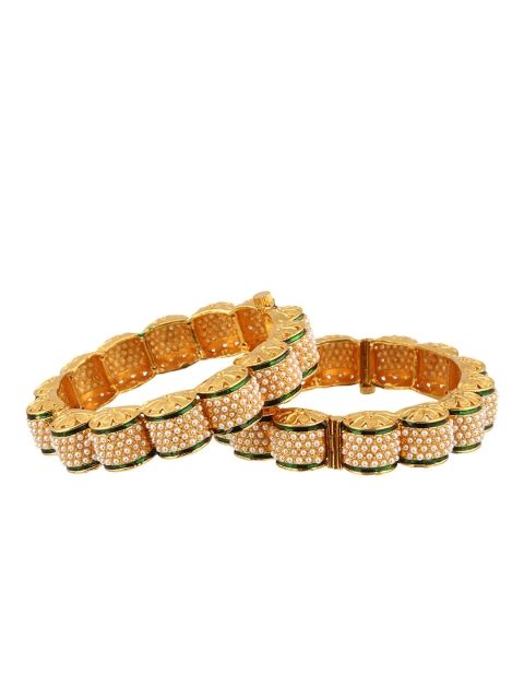 Adwitiya Collection Set Of 2 24 CT Gold-Plated White & Green Pearl-Studded Handcrafted Bangles
Adwitiya Collection Set Of 2 24 CT Gold-Plated White & Green Pearl-Studded Handcrafted Bangles