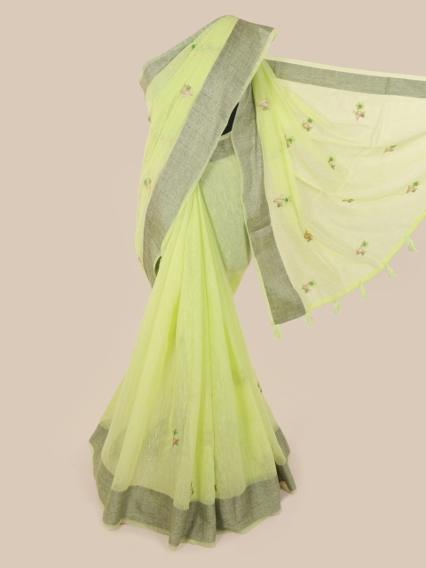 Pothys Green Woven Design Jute Cotton Saree