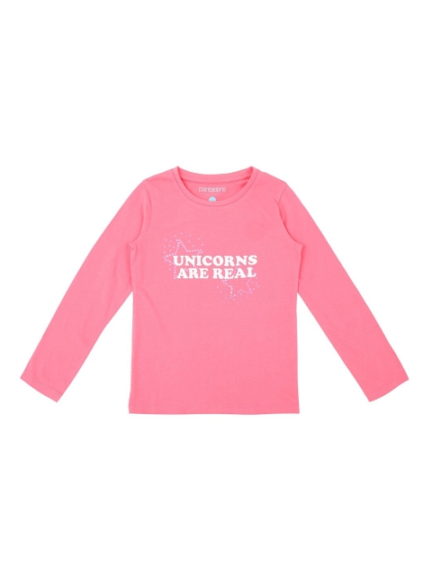 Pantaloons Junior Girls Pink Printed Round Neck T-shirt