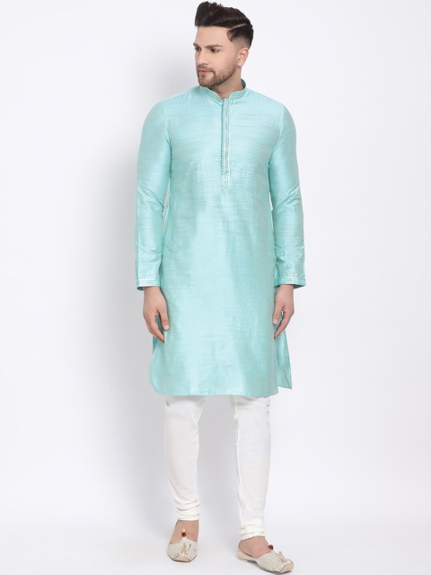 Sanwara Men Blue Self Design Kurta with Churidar